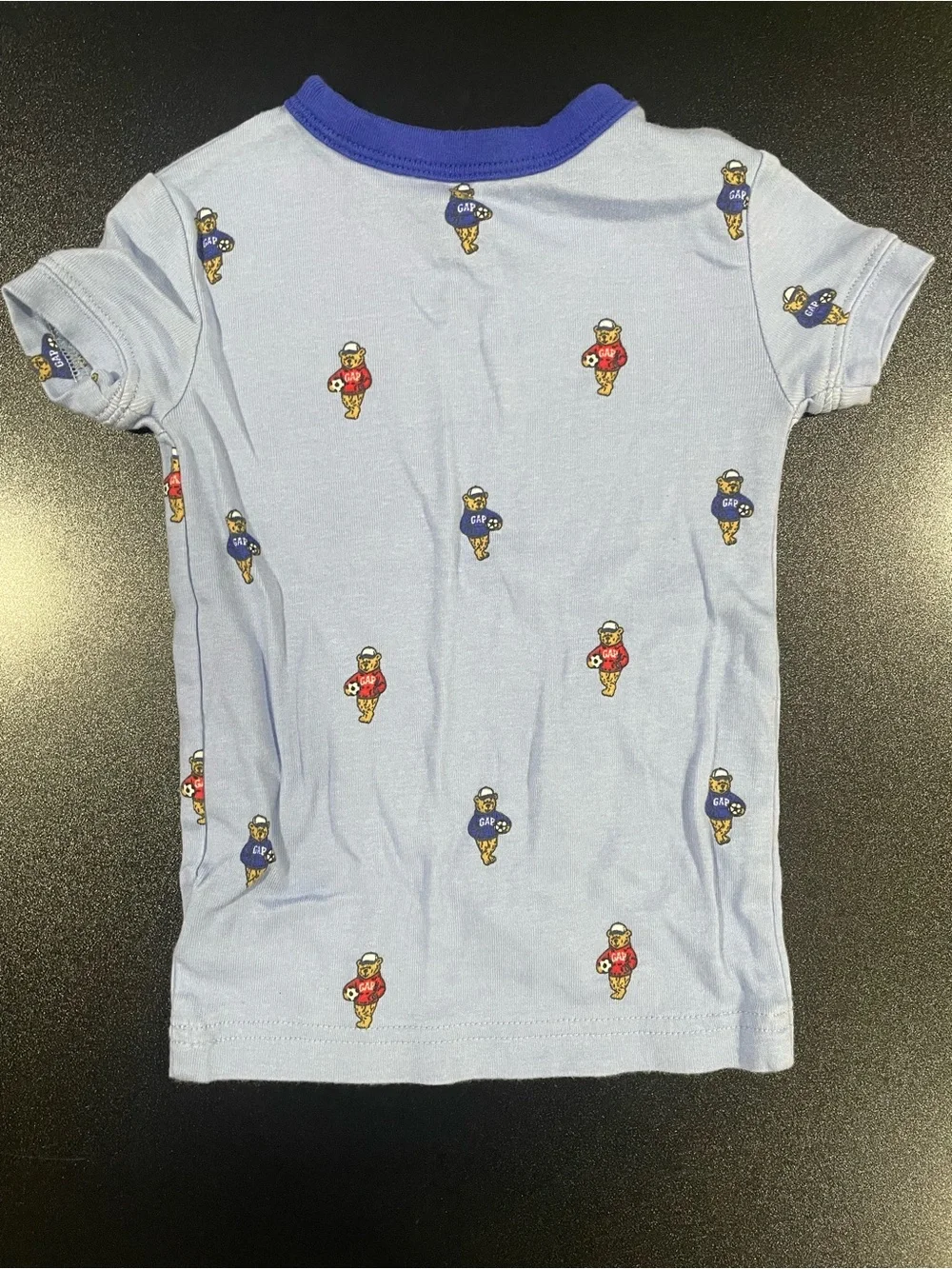 GAP Light Blue Teddy Bear Soccer Short Sleeve Pajama Set Fits 2T 🐻 ⚽️